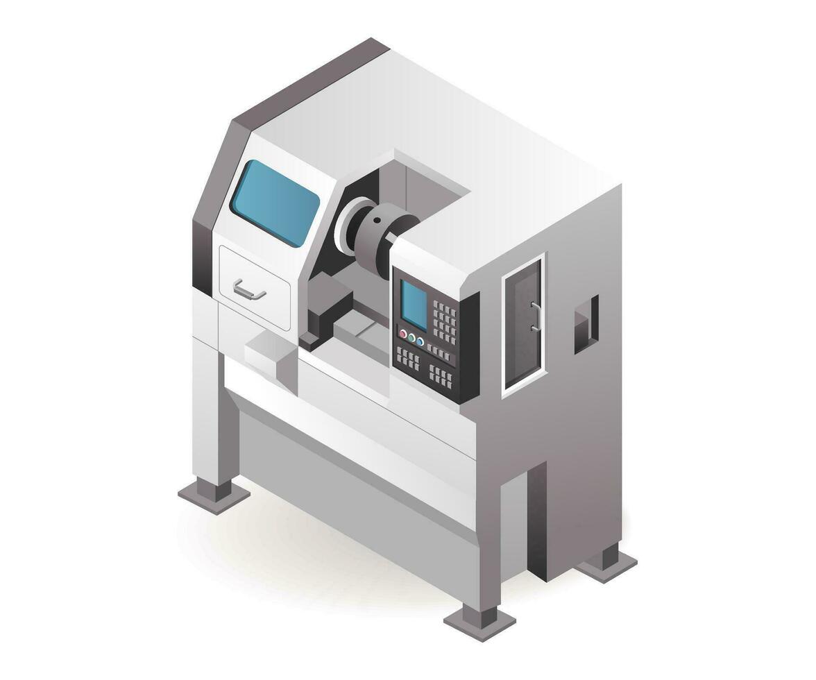 automático industrial cnc torno máquina herramienta tecnología fábrica con artificial inteligencia vector