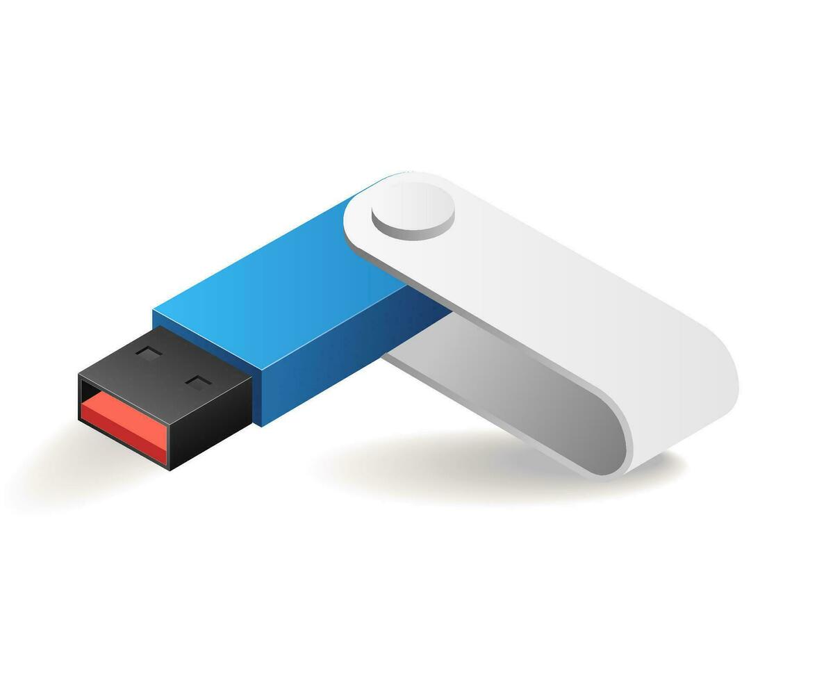 Flashdisk to store data concept isometric illustration vector