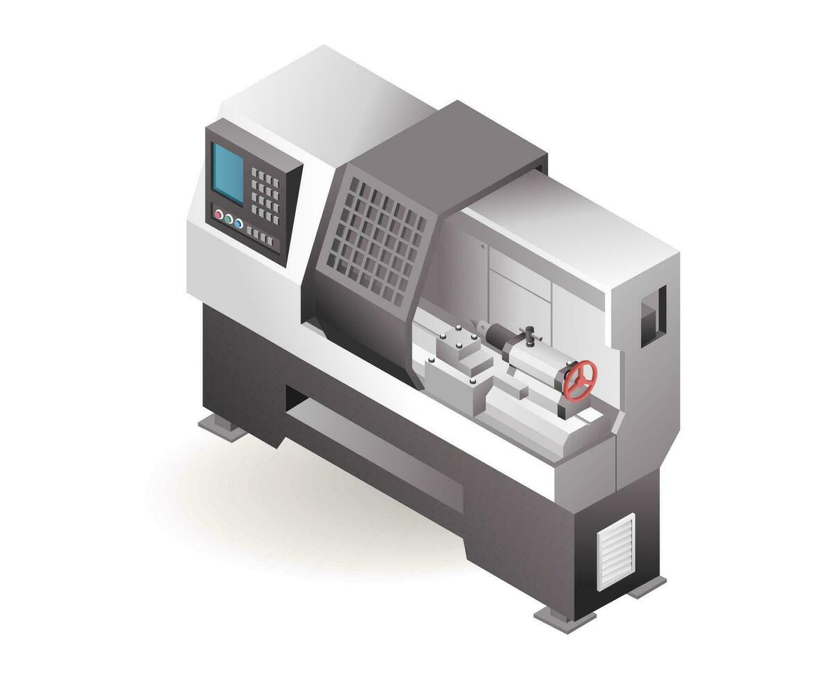 automático industrial cnc torno máquina herramienta tecnología fábrica con artificial inteligencia 1 vector