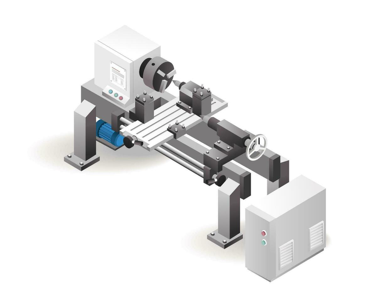 Industrial CNC automatic lathe drilling machine tool technology factory with artificial intelligence vector