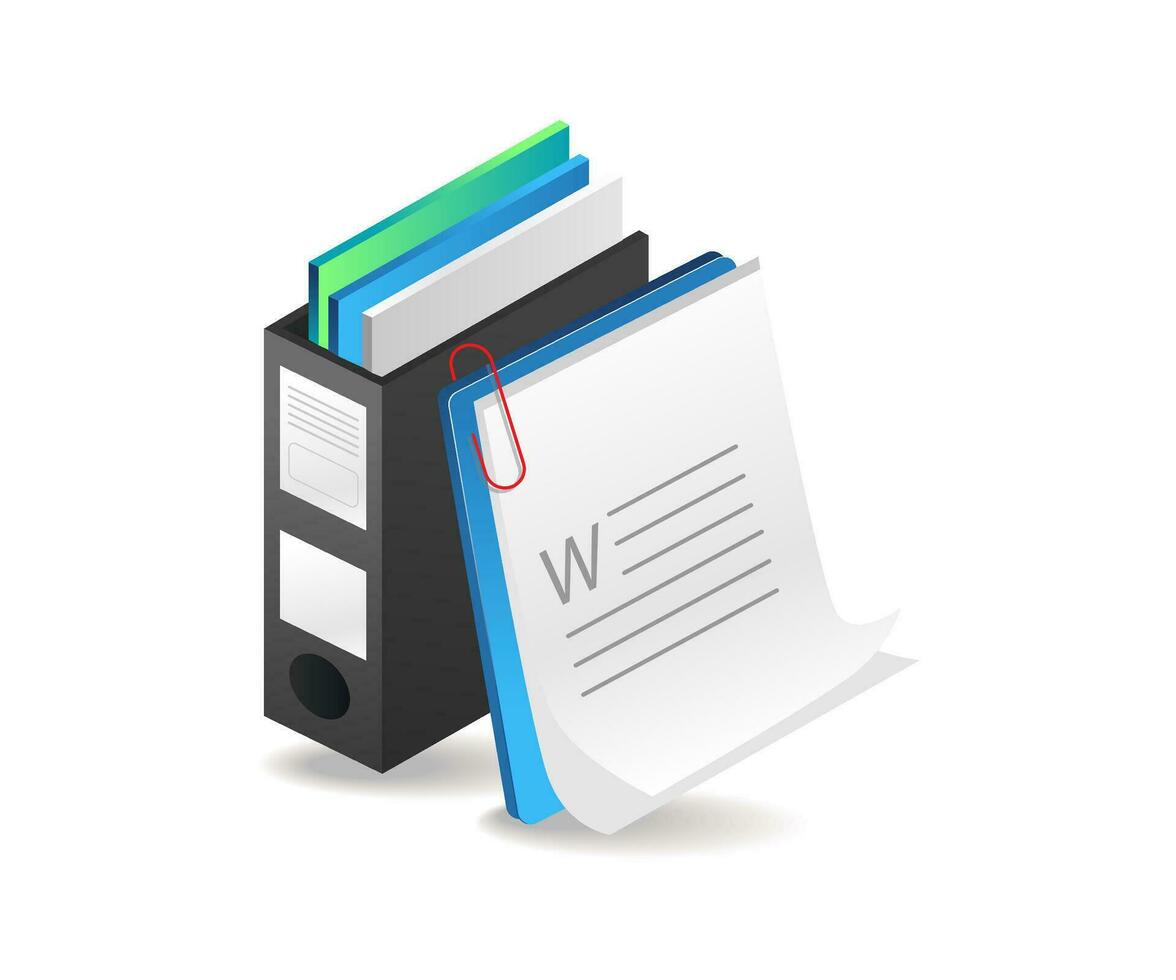 File box for compiling paper data concept isometric illustration vector