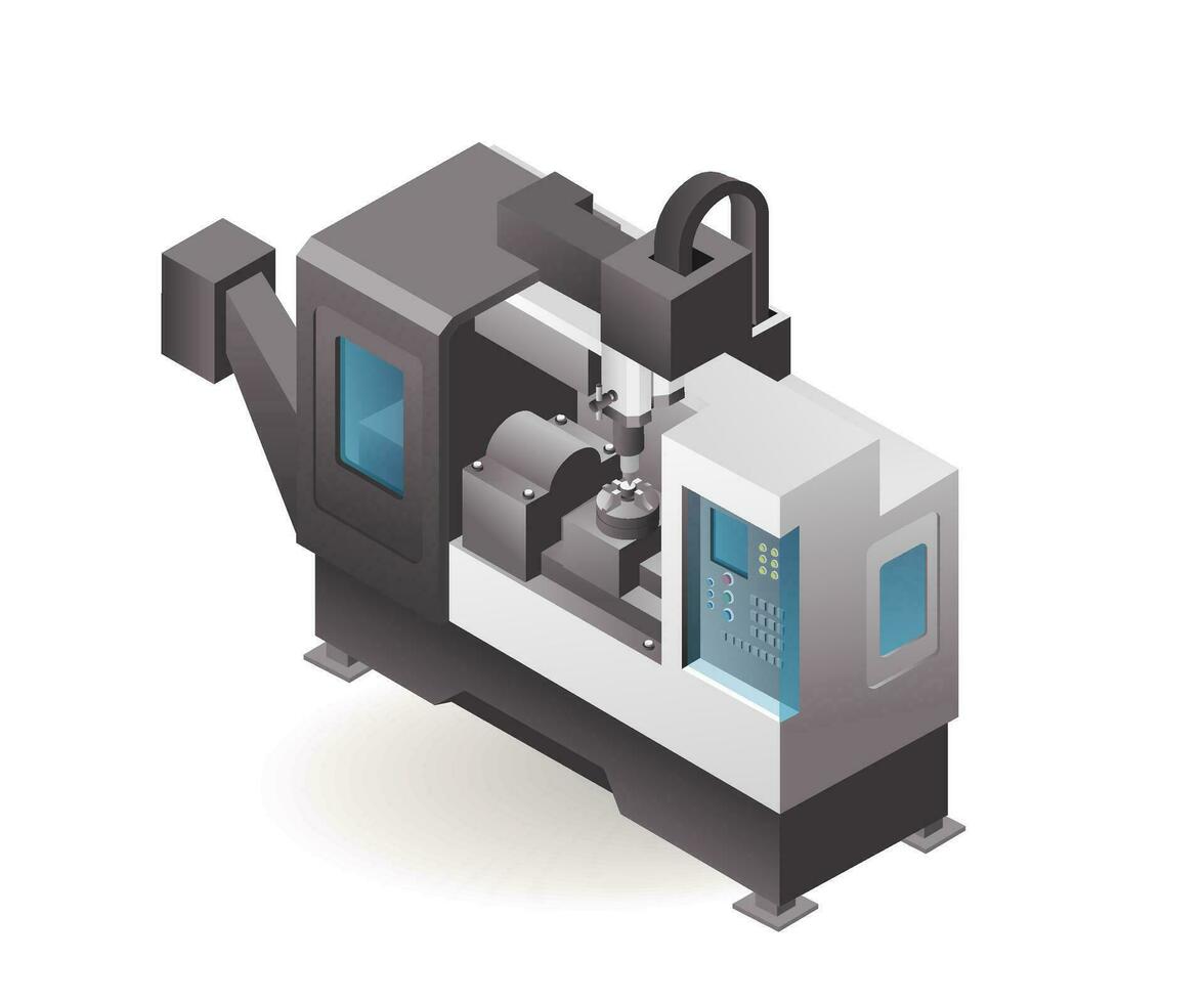 tecnología automatizado cnc tornos y simulacros para industrial fabricación con artificial inteligencia vector