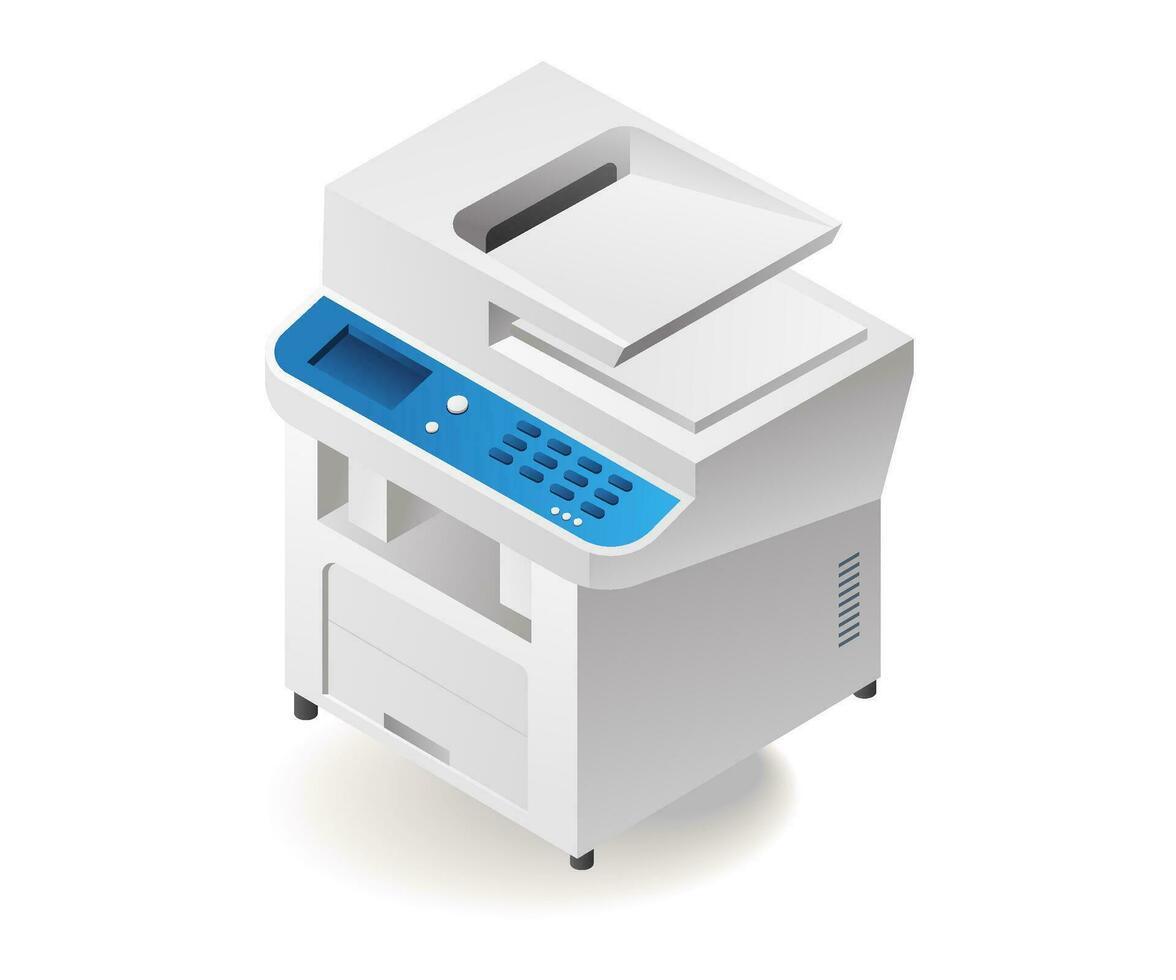 Technology photocopy tool minimalist isometric illustration concept vector