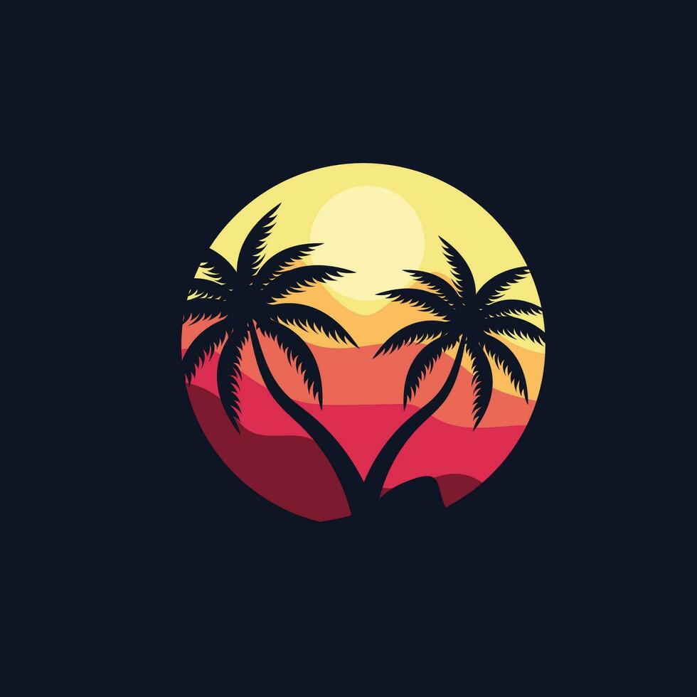 Coconut Tree Logo Design, Beach Plant Vector, Palm Tree Summer, Illustration Template vector