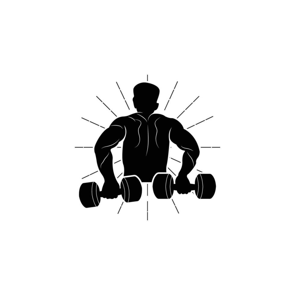 Gym Logo, Fitness Health Vector, Muscle Workout Silhouette Design, Fitness Club vector