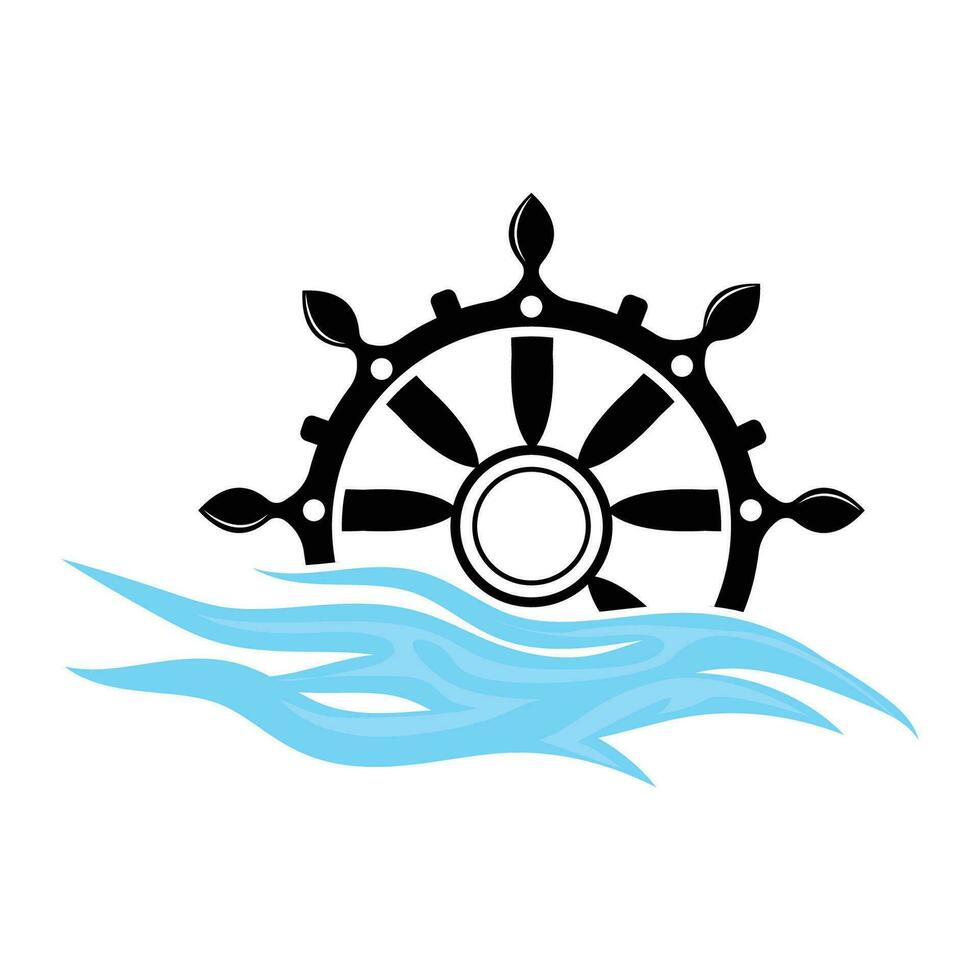 Embarcacion direccion rueda logo, vector marítimo náutico, retro Clásico modelo diseño para marca, comercio, empresa