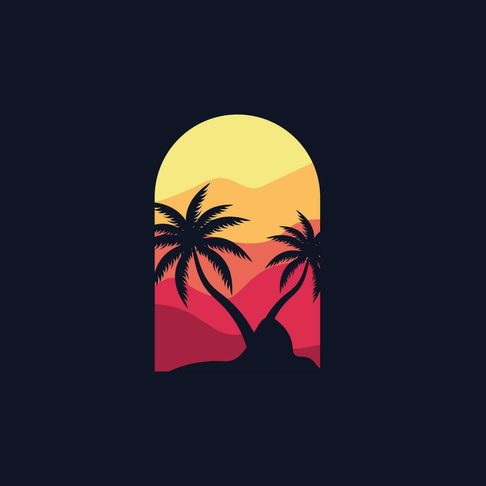 Coconut Tree Logo Design, Beach Plant Vector, Palm Tree Summer, Illustration Template vector