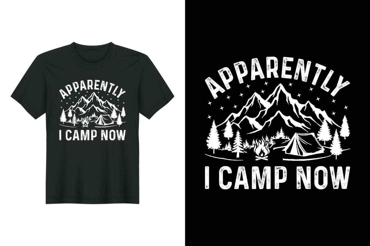 aparentemente yo acampar ahora, excursionismo camiseta diseño vector