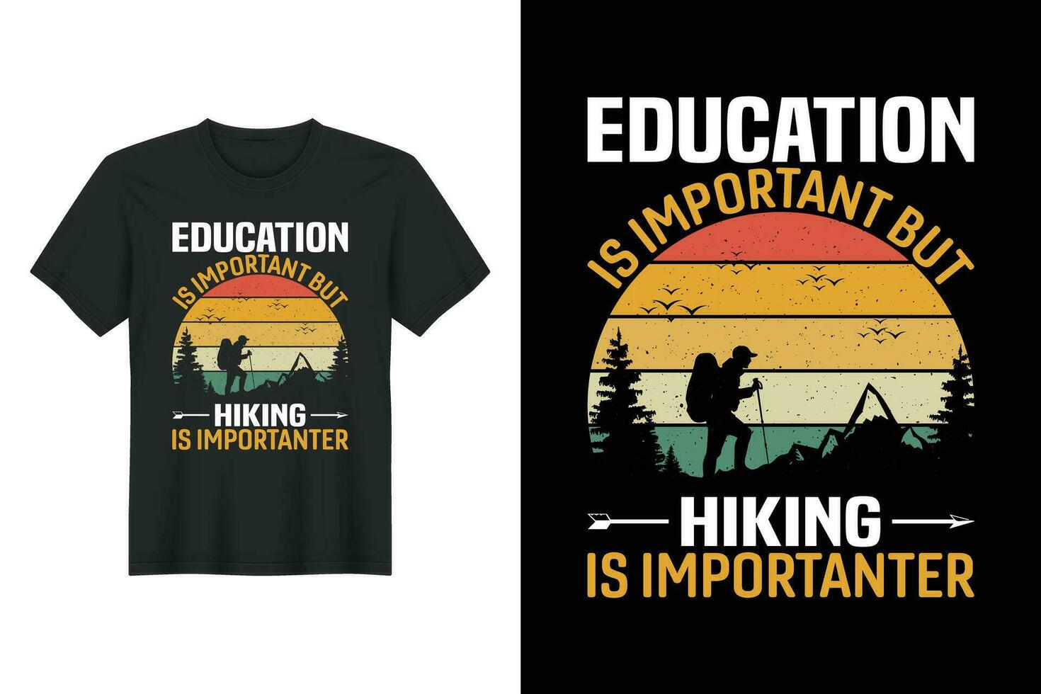 educación es importante pero excursionismo es más importante, excursionismo camiseta diseño vector