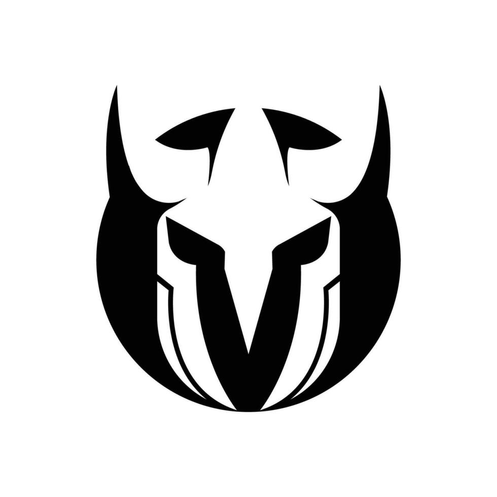 espartano logo diseño, vector vikingo guardián combatiente, sencillo griego guerrero casco