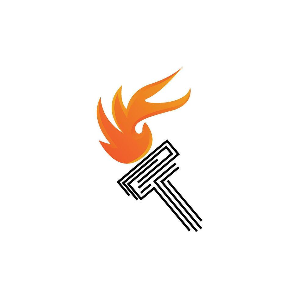 logotipo de antorcha, diseño de fuego, logotipo de carta, icono de marca de producto vector