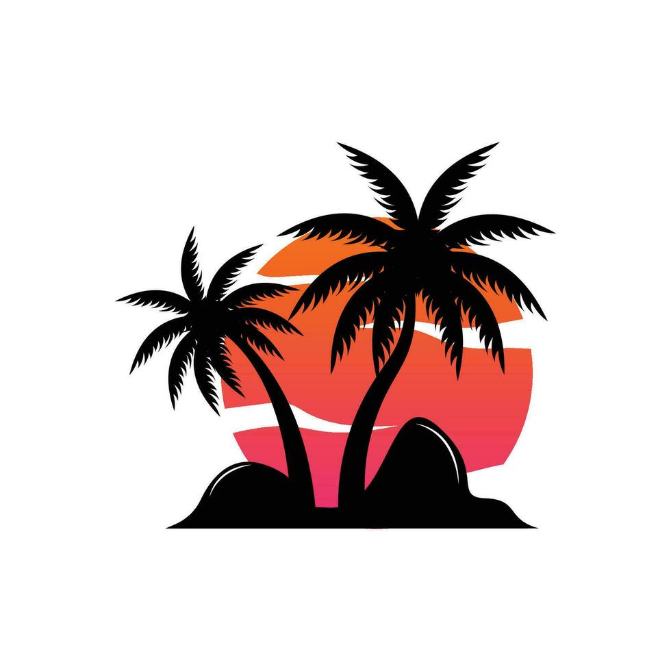 Coconut Tree Logo Design, Beach Plant Vector, Palm Tree Summer, Illustration Template vector