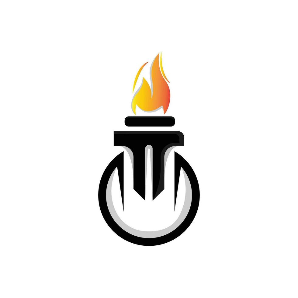 logotipo de antorcha, diseño de fuego, logotipo de carta, icono de marca de producto vector