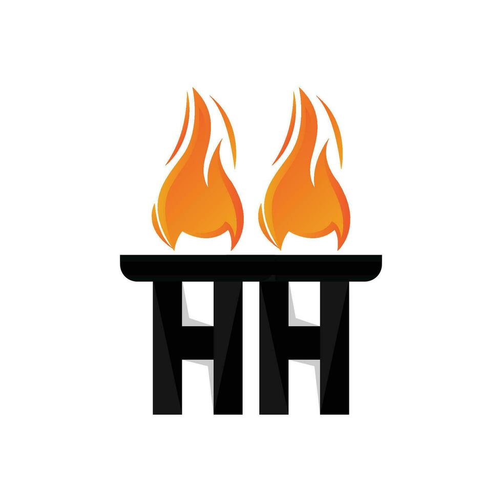 logotipo de antorcha, diseño de fuego, logotipo de carta, icono de marca de producto vector