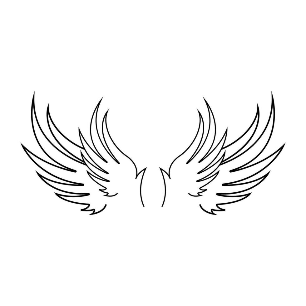 Wing Logo Design, Vector Eagle Falcon Wings, Beauty Flying Bird, Illustration Symbol