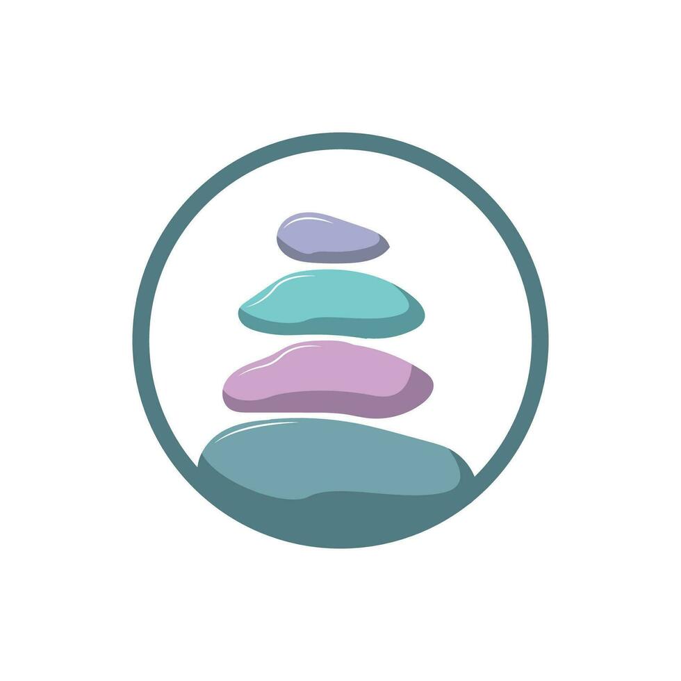 Stone Logo, Vector Zen Meditation Stone Balance Tranquility, Yoga Minimalist Simple Design, Silhouette Illustration
