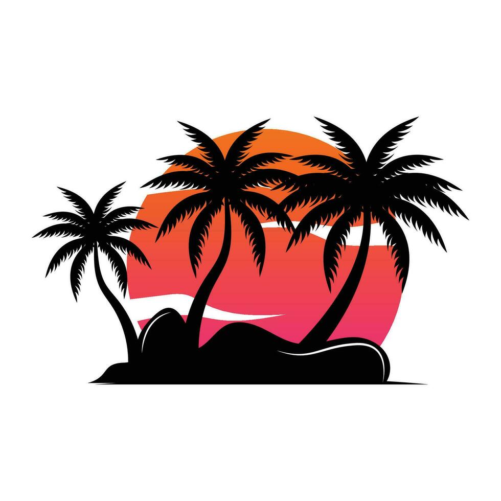 Coconut Tree Logo Design, Beach Plant Vector, Palm Tree Summer, Illustration Template vector