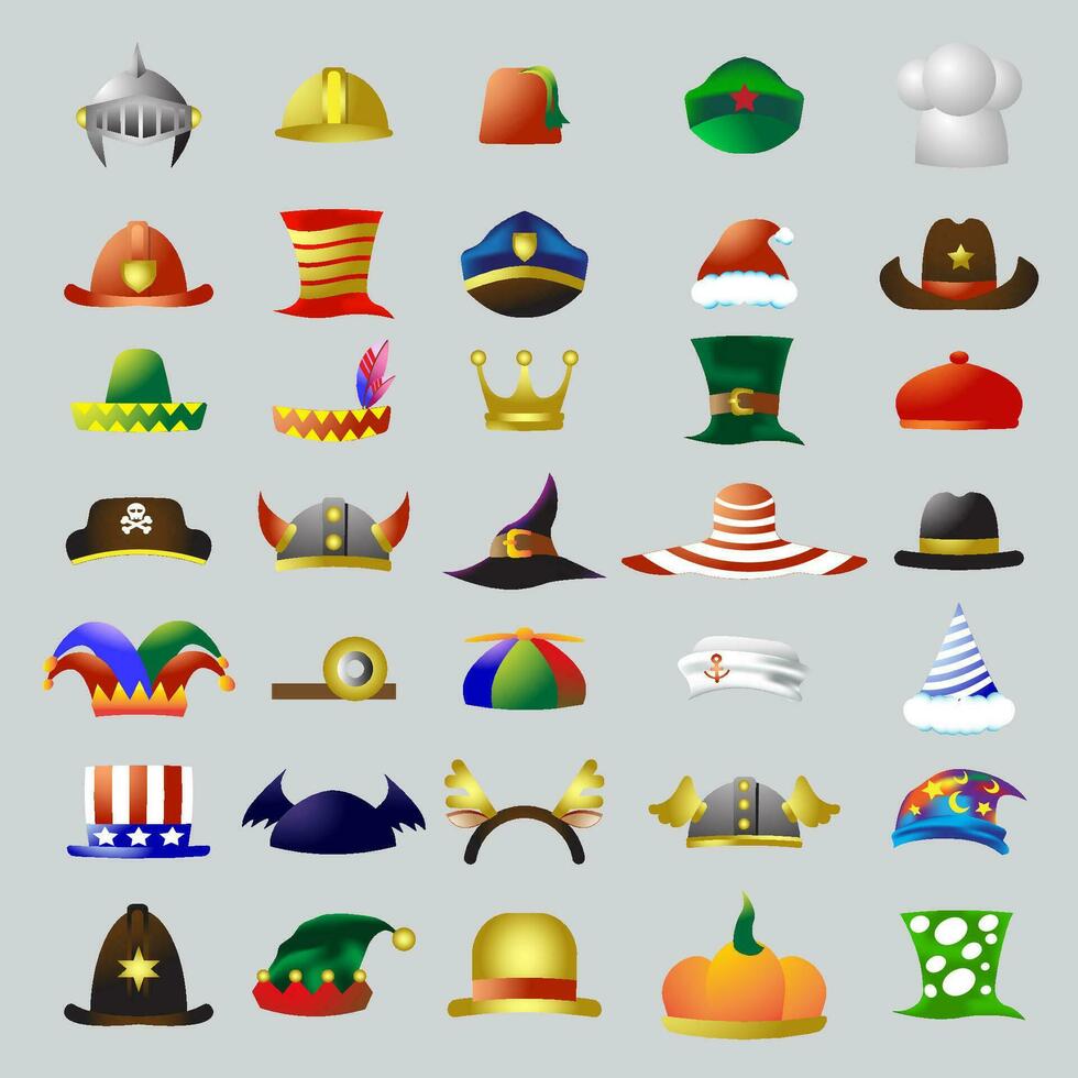The party Hat bundle set for halloween or celebration concept vector