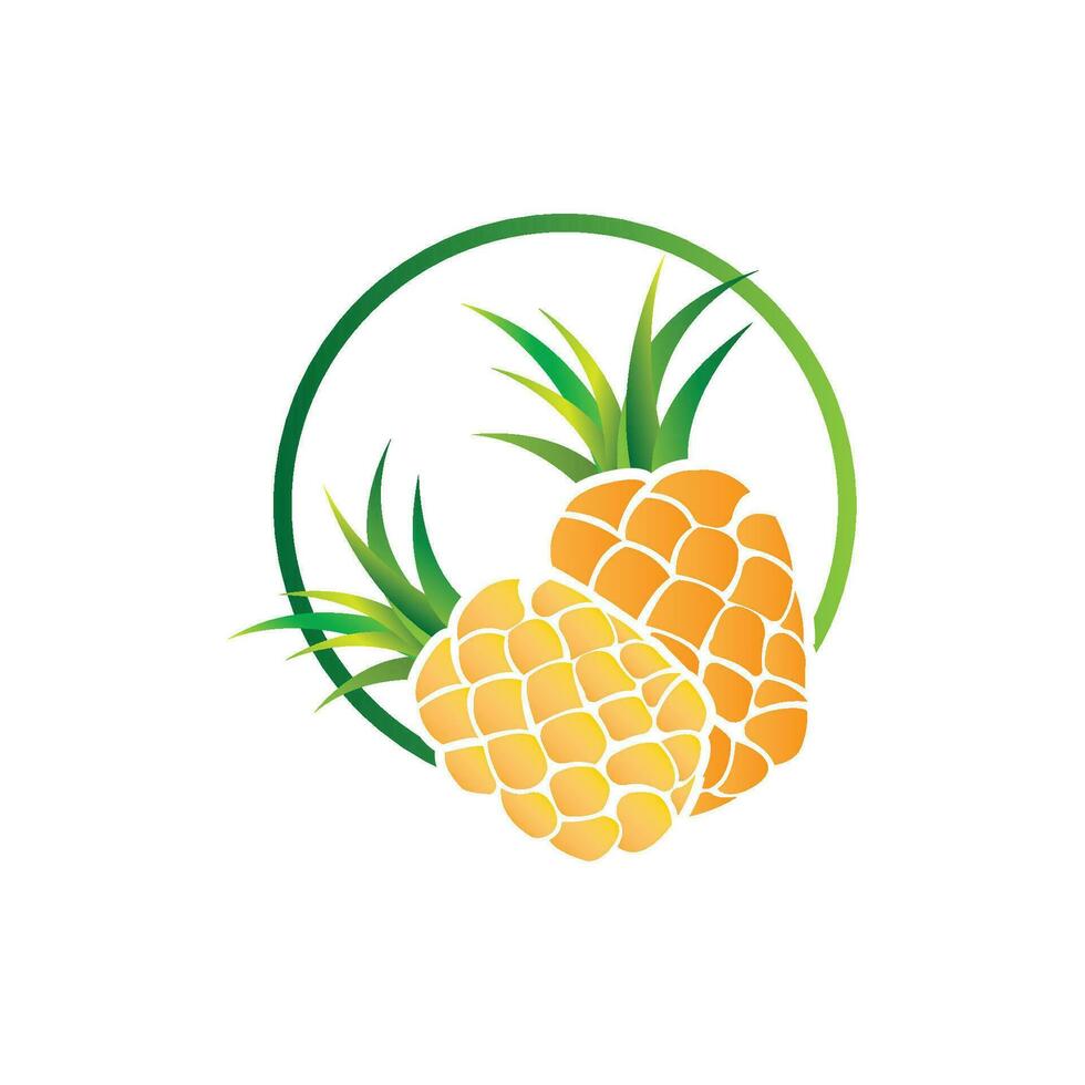 Pineapple Logo Design, Fresh Fruit Vector, Plantation Illustration, Fruit Product Brand Label vector