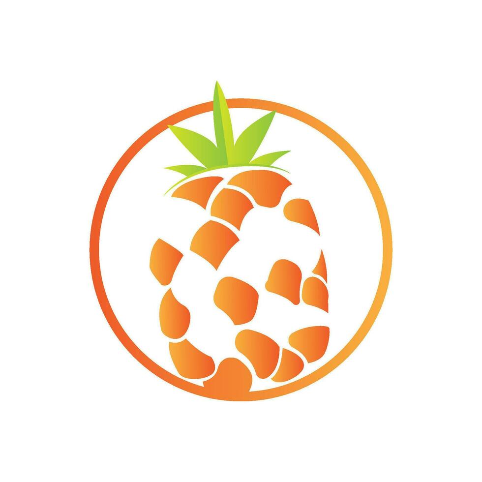 diseño de logotipo de piña, vector de fruta fresca, ilustración de plantación, etiqueta de marca de producto de fruta