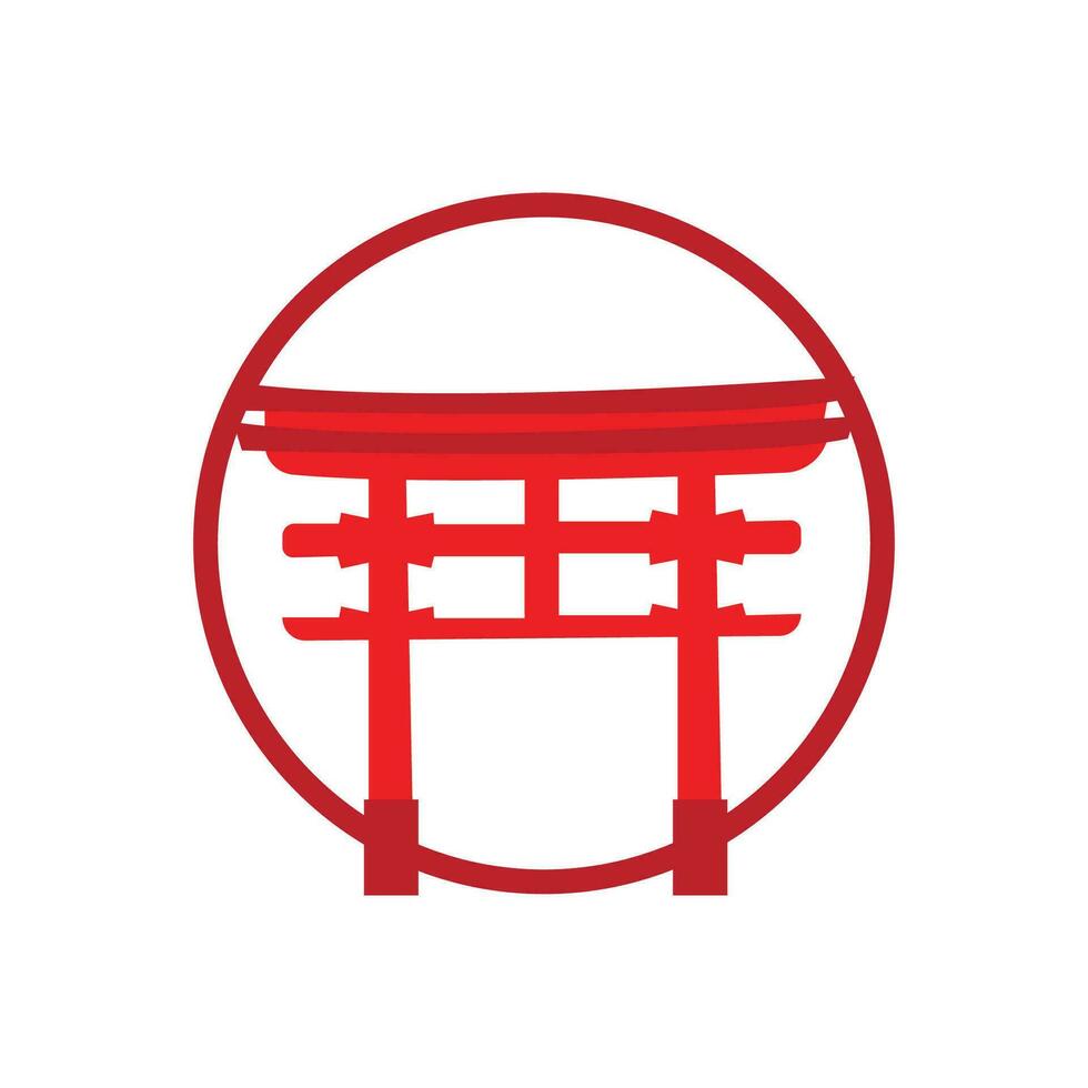 Torii Gate Logo, Japanese History Gate Icon Vector, Chinese Illustration, Wooden Design Company Brand Template vector