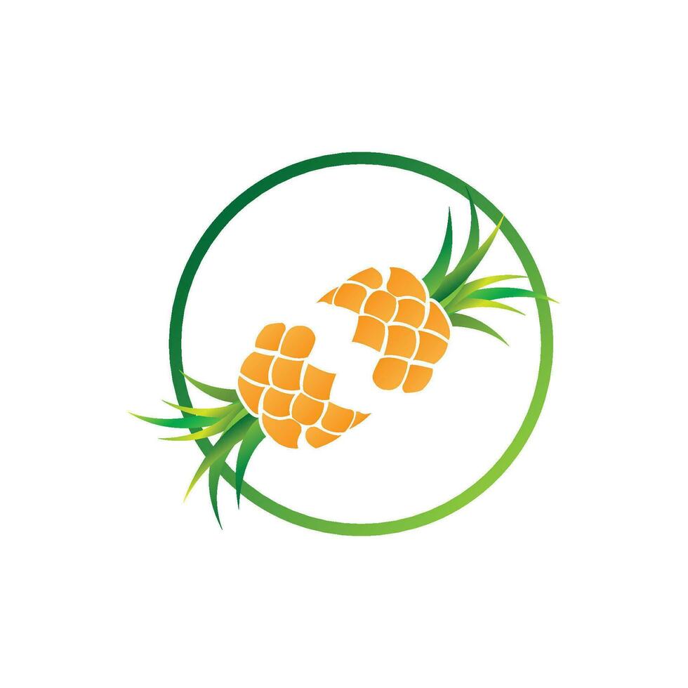 diseño de logotipo de piña, vector de fruta fresca, ilustración de plantación, etiqueta de marca de producto de fruta