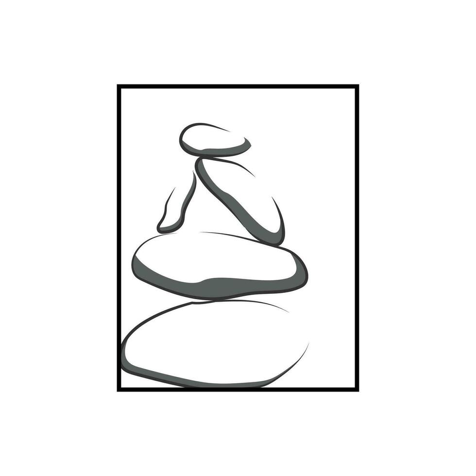 Roca logo, vector zen meditación Roca equilibrar tranquilidad, yoga minimalista sencillo diseño, silueta ilustración