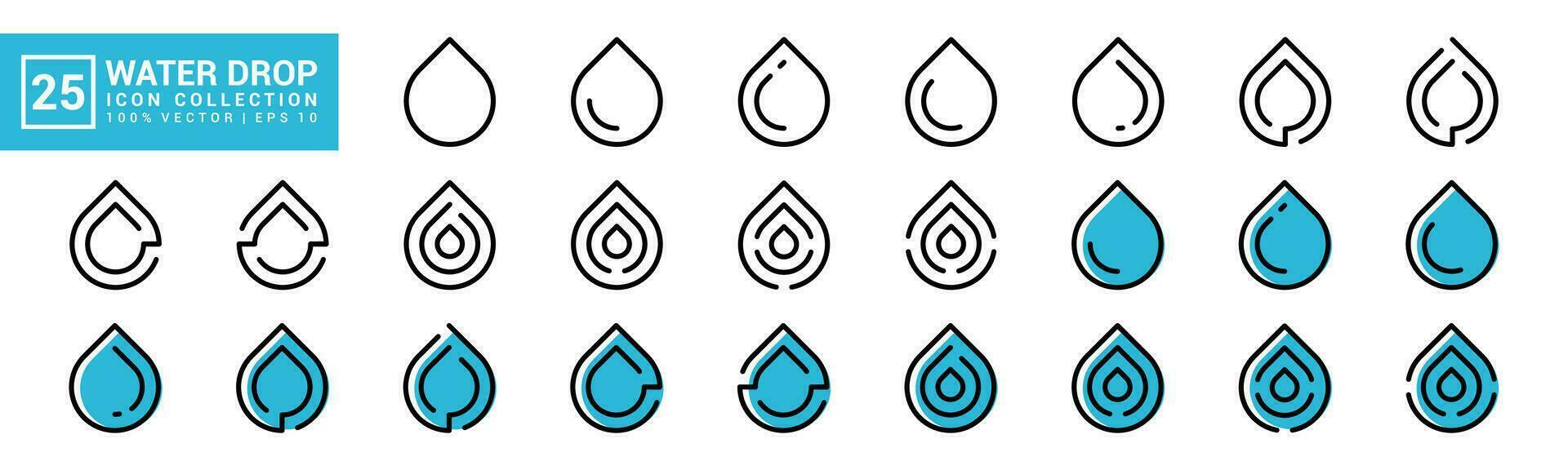 Icon collection of water drop, liquid, oil, lubricant, editable and resizable EPS 10. vector