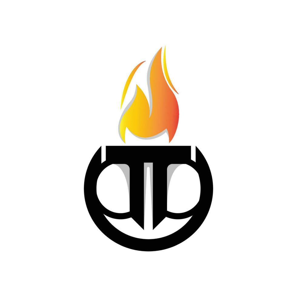 Torch Logo, Fire Design, Letter Logo, Product Brand Icon vector