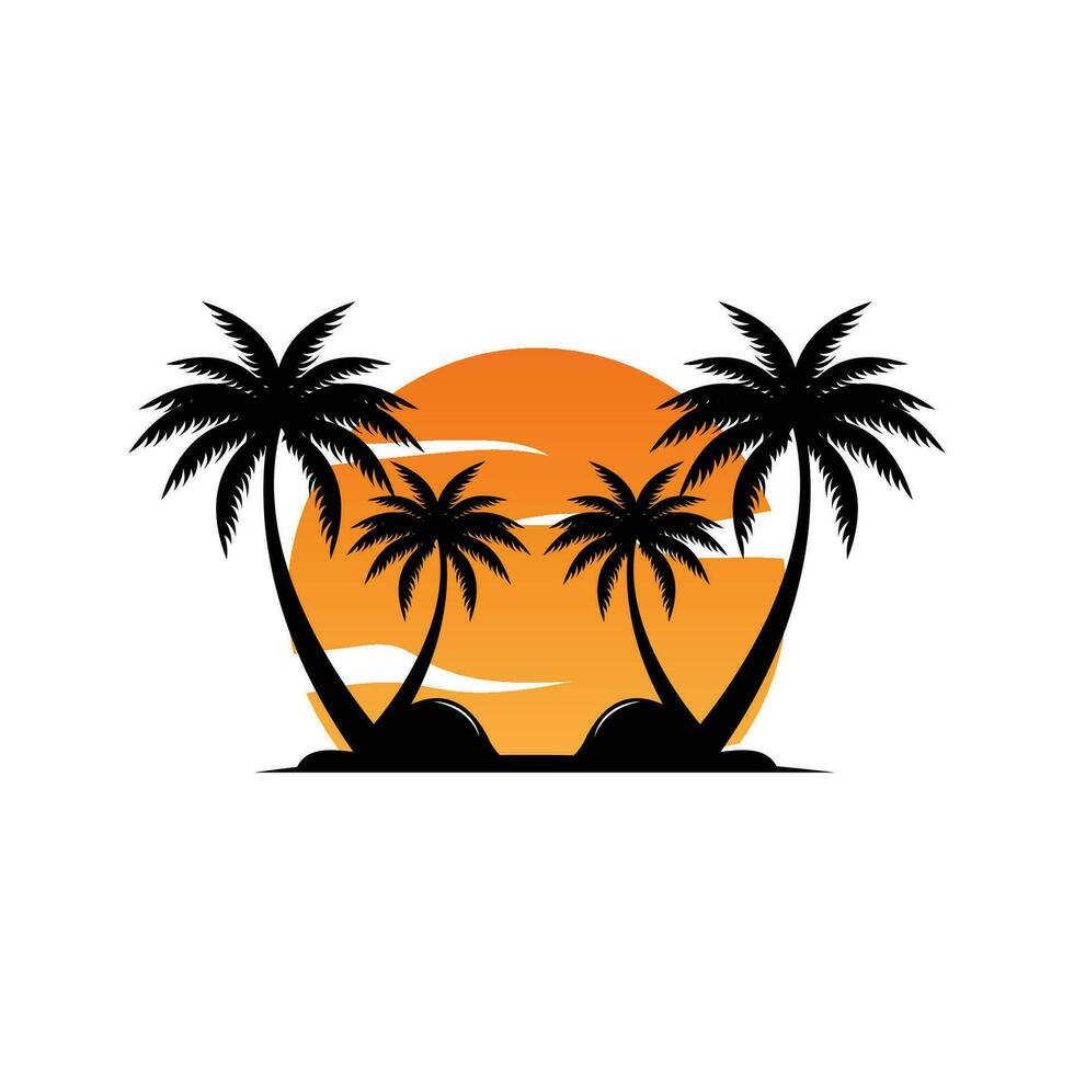 Coconut Tree Logo Design, Beach Plant Vector, Palm Tree Summer, Illustration Template vector