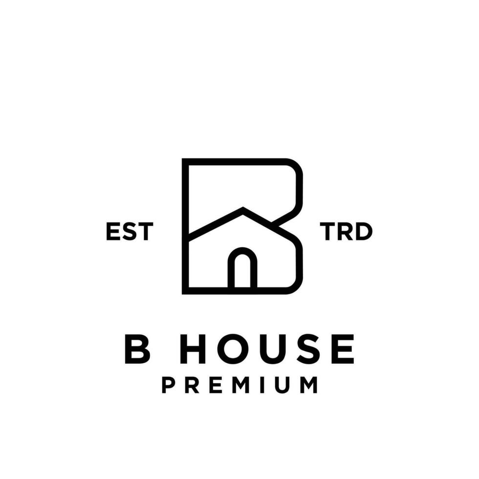B House minimalist line logo icon design vector