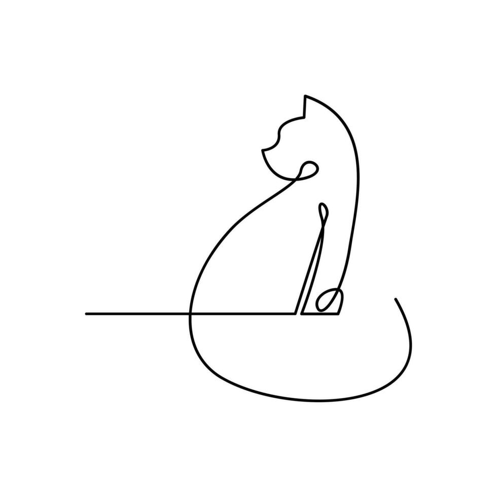 Cat single Line logo icon design illustration vector