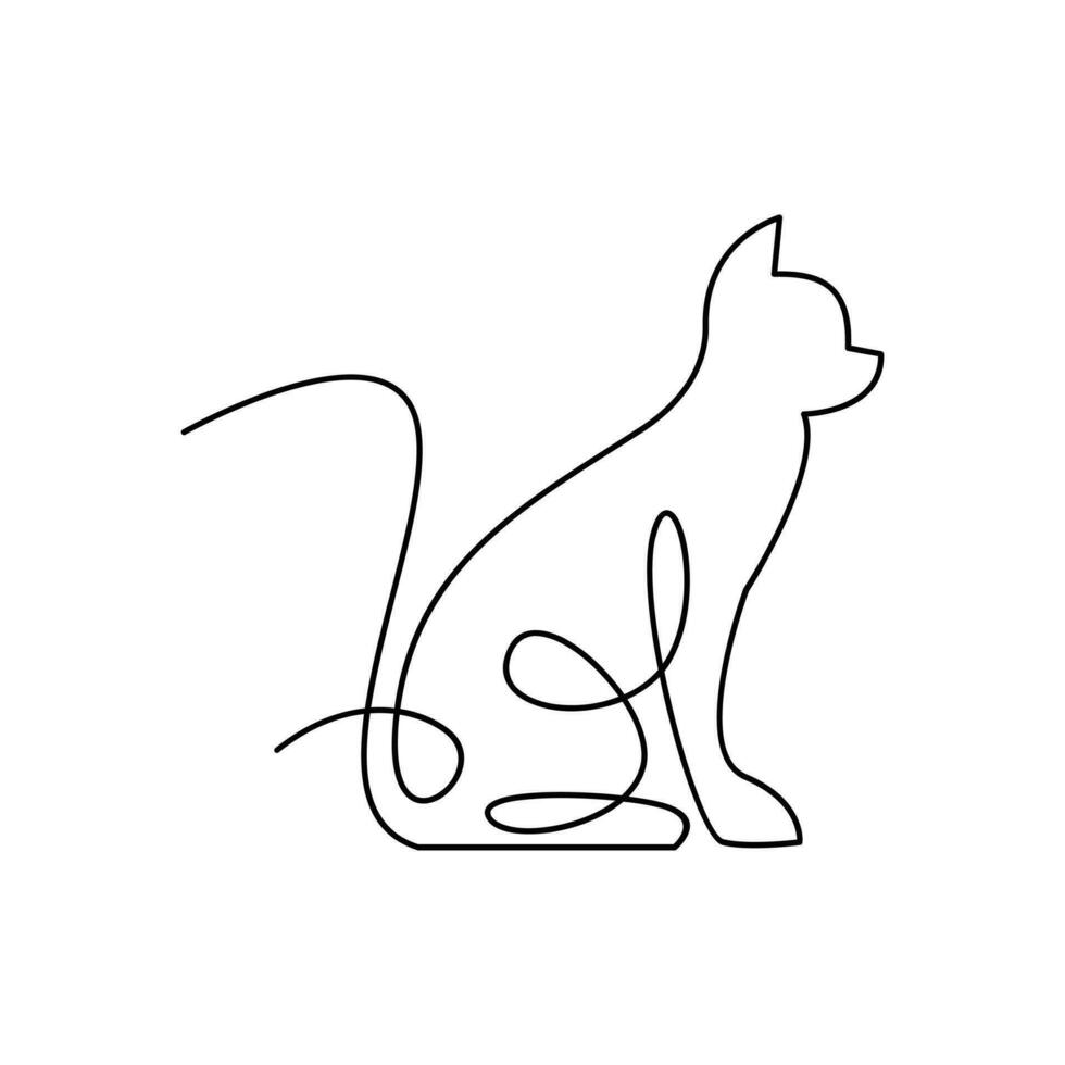 Cat single Line logo icon design illustration vector