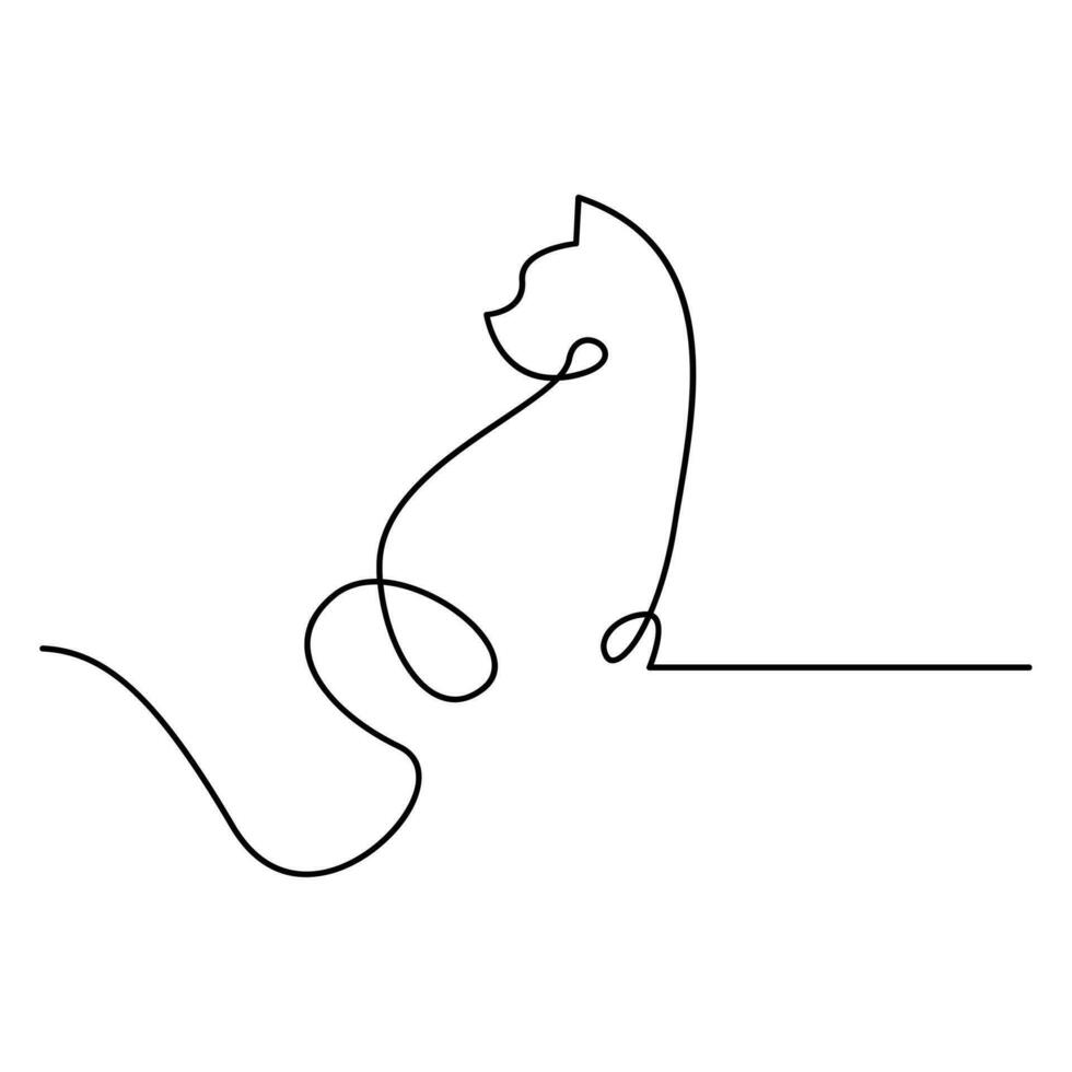 Cat single Line logo icon design illustration vector