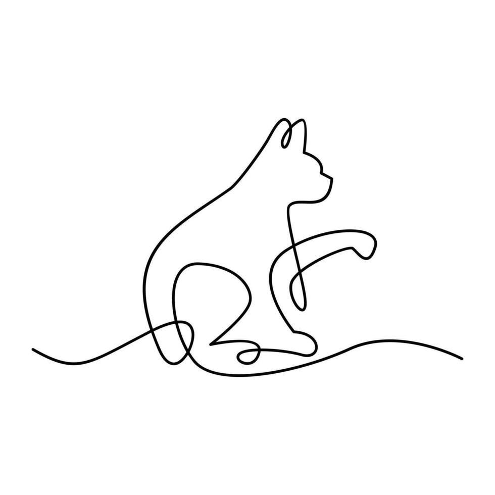 Cat single Line logo icon design illustration vector