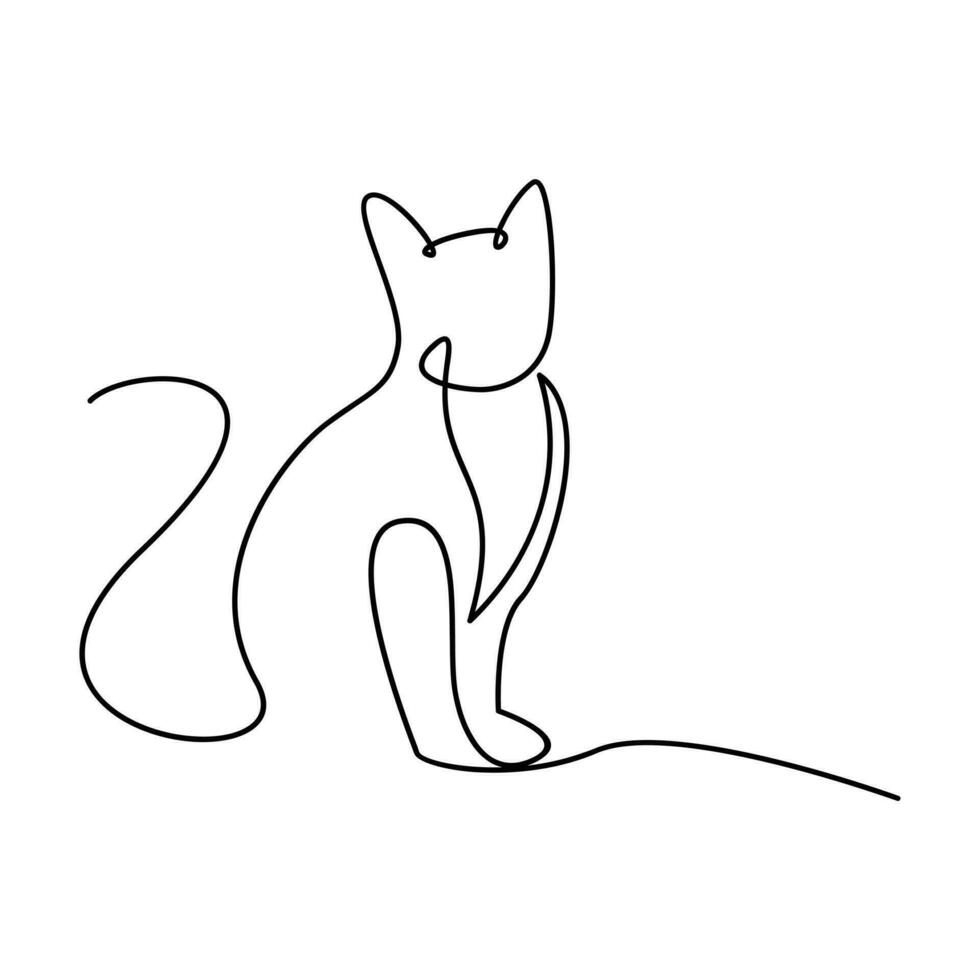 Cat single Line logo icon design illustration vector