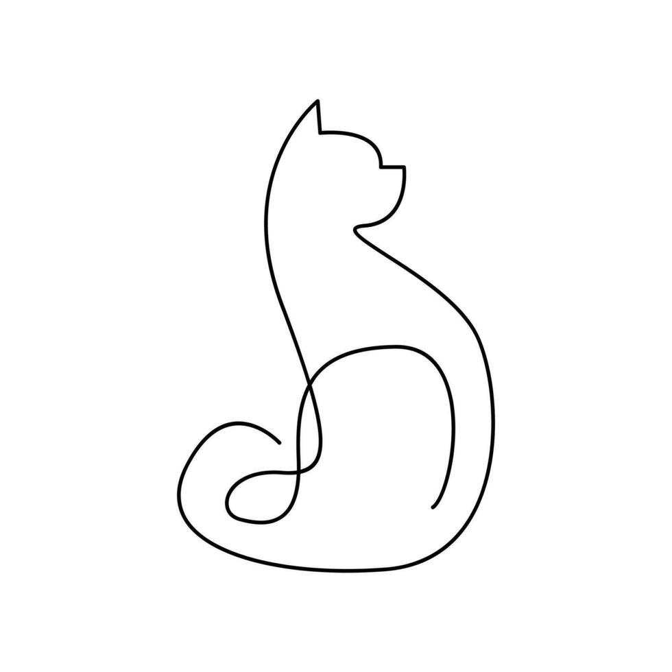 Cat single Line logo icon design illustration vector