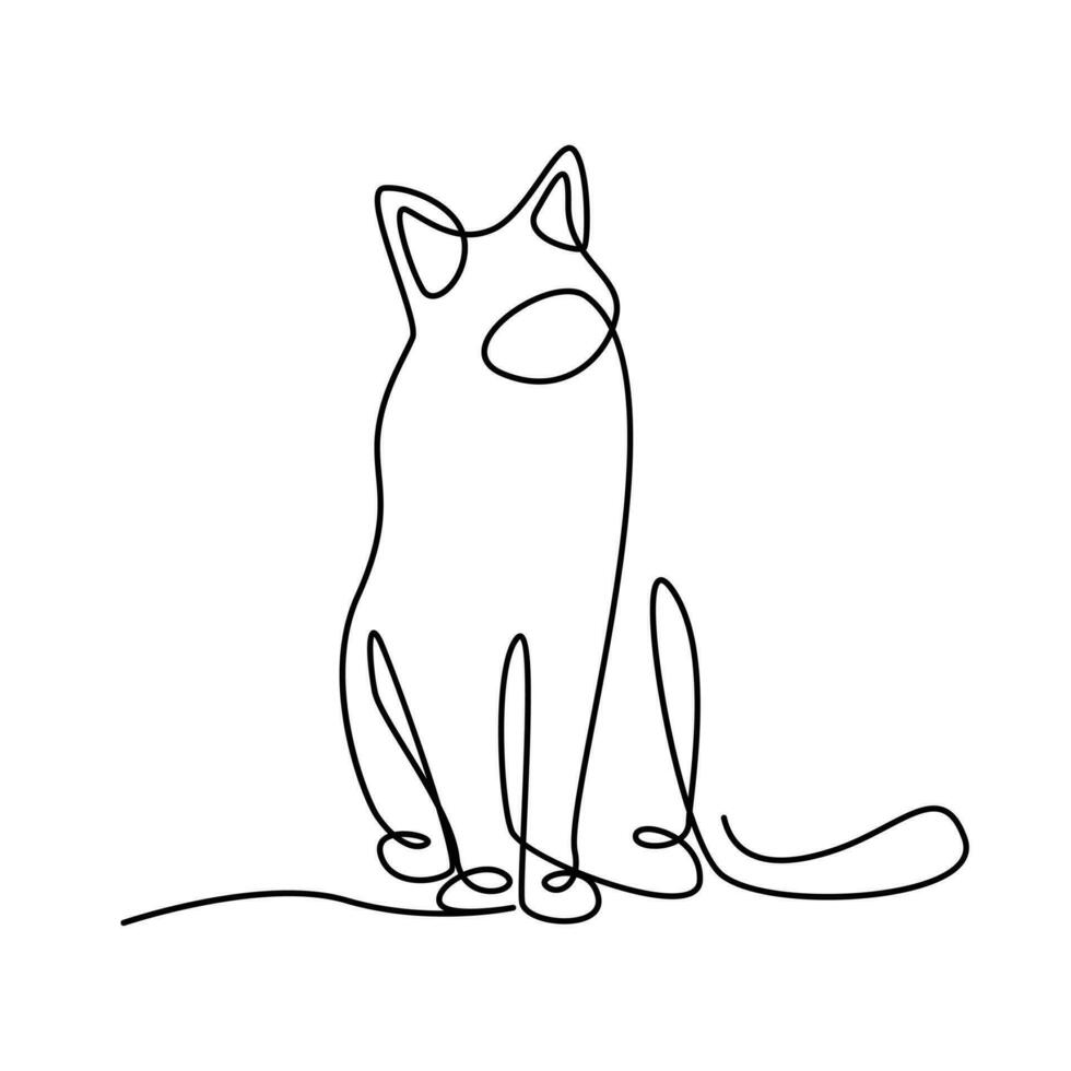 Cat single Line logo icon design illustration vector