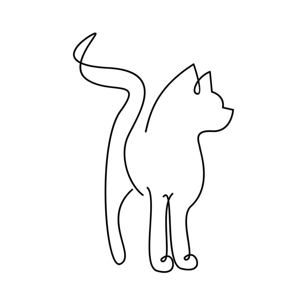 Cat single Line logo icon design illustration vector