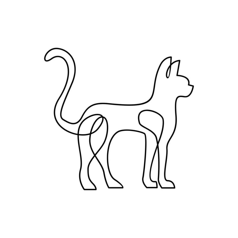 Cat single Line logo icon design illustration vector