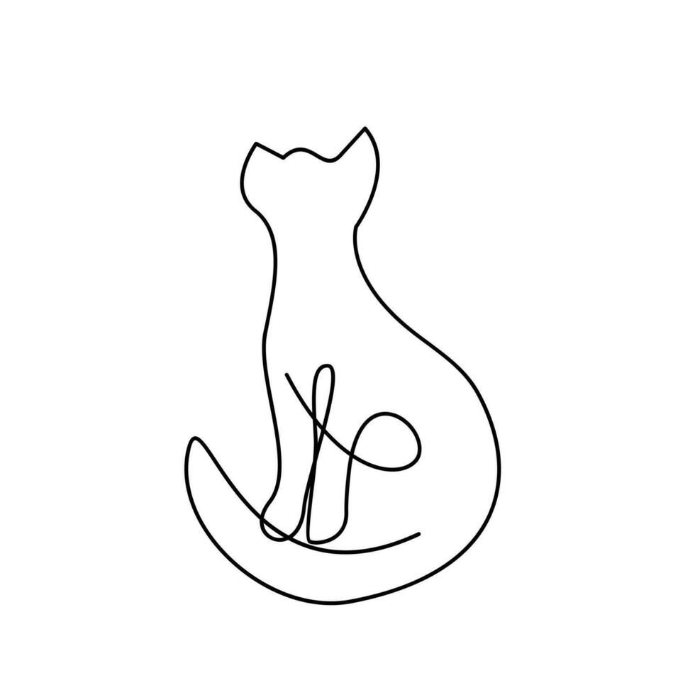 Cat single Line logo icon design illustration vector