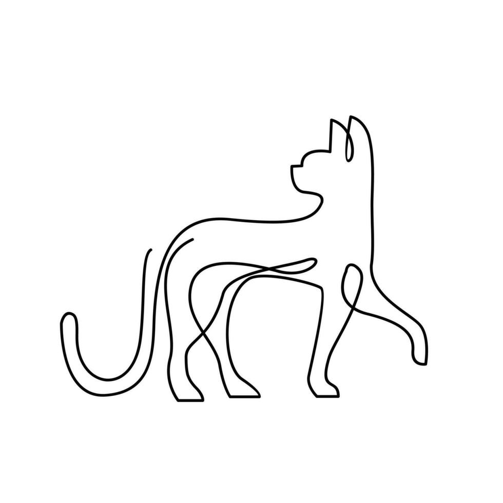 Cat single Line logo icon design illustration vector