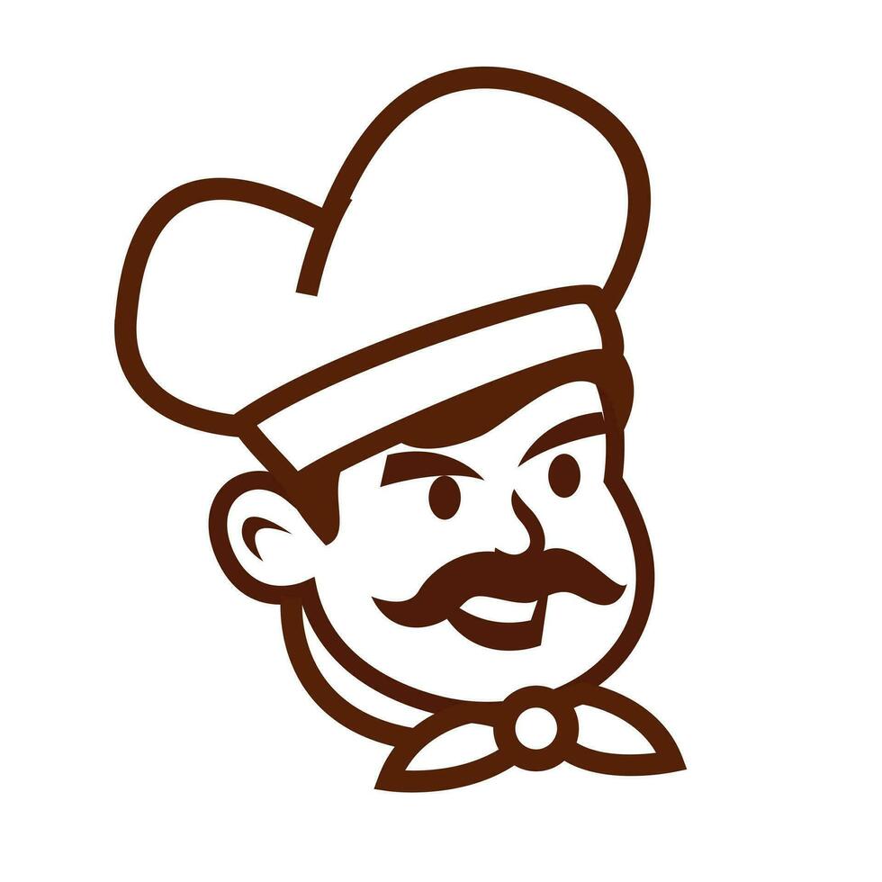 cocinero restaurante mascota logo icono diseño vector