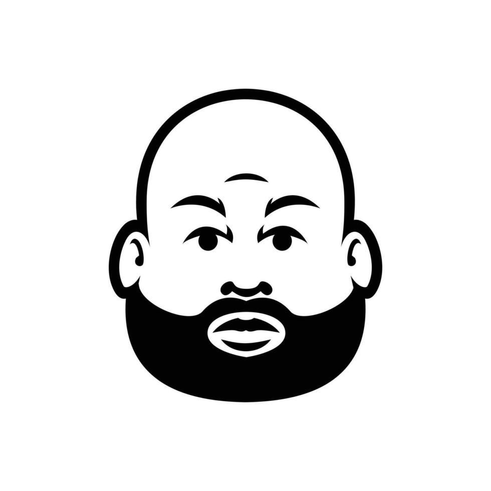 Fat Bald Beard Man mascot logo illustration vector