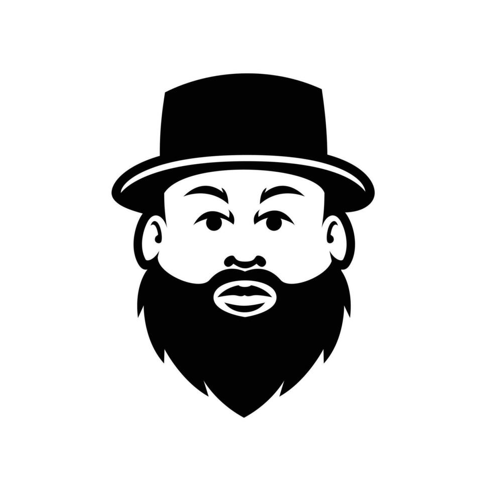 Fat Bald Beard Man mascot logo illustration vector