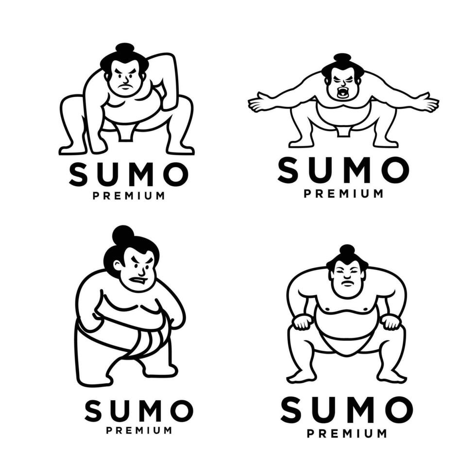 Sumo set collection mascot logo icon design illustration vector