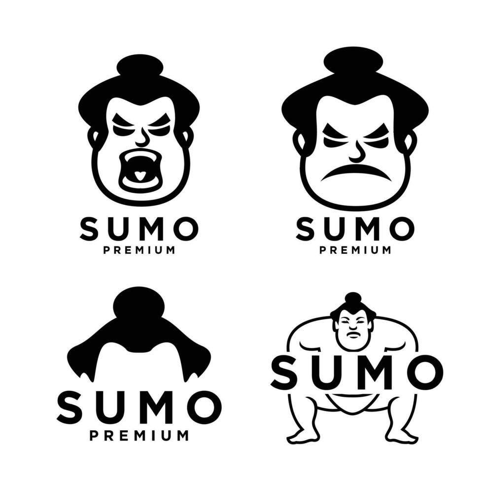 Sumo set collection mascot logo icon design illustration vector