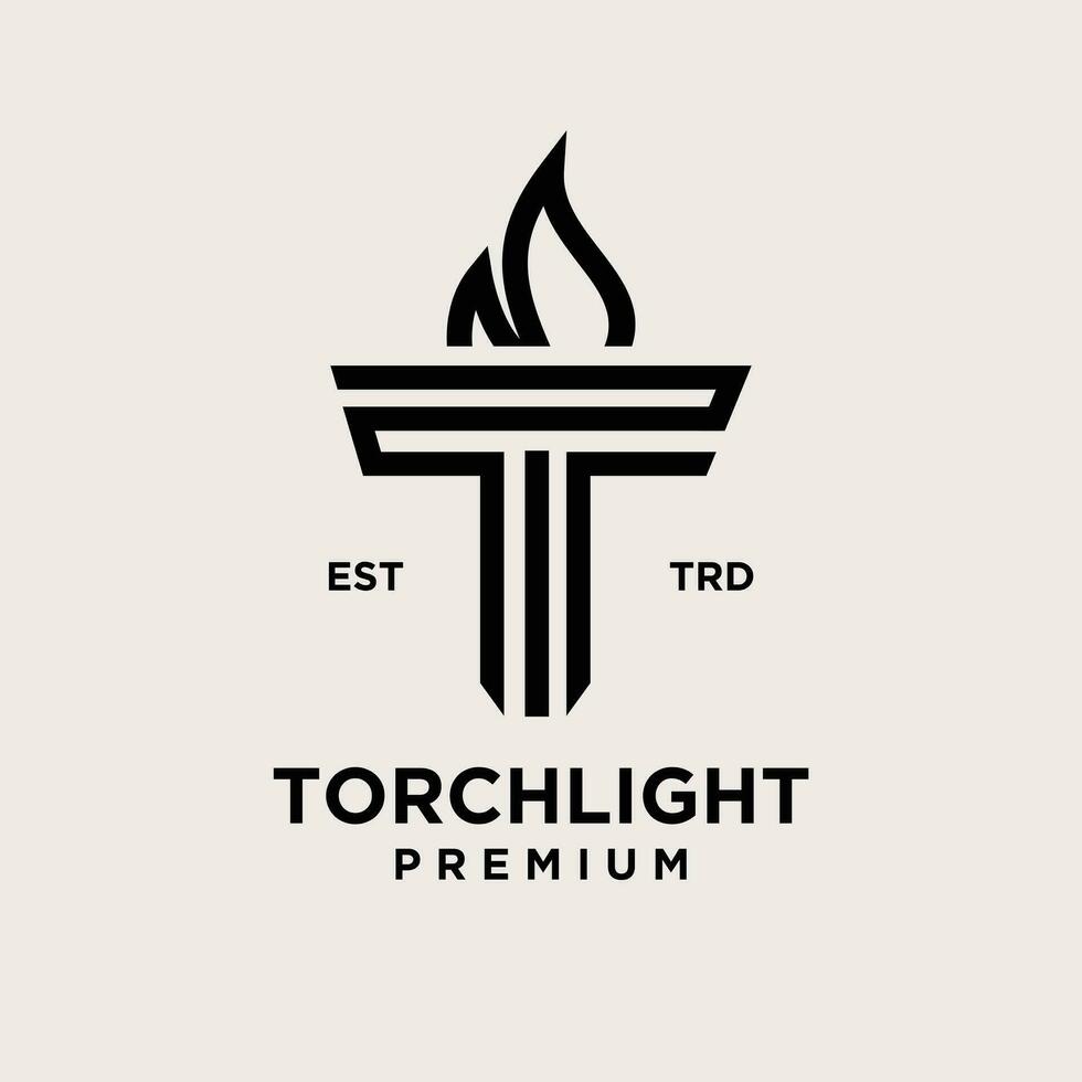 Torch letter t Logo icon design illustration vector