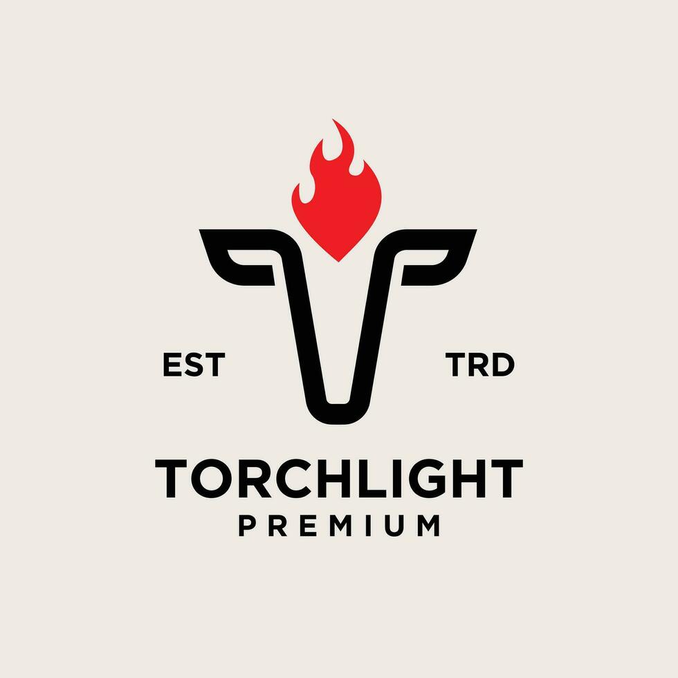 Torch letter t Logo icon design illustration vector