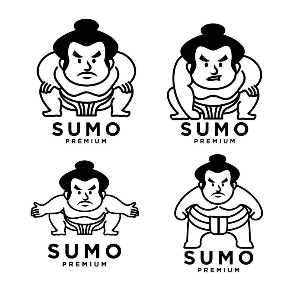 Sumo set collection mascot logo icon design illustration vector